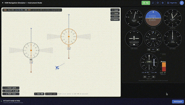 VOR navigation simulator demo