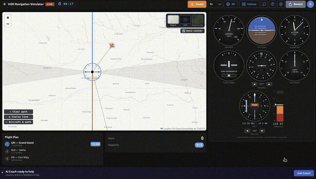 VOR Map Mode simulator demo